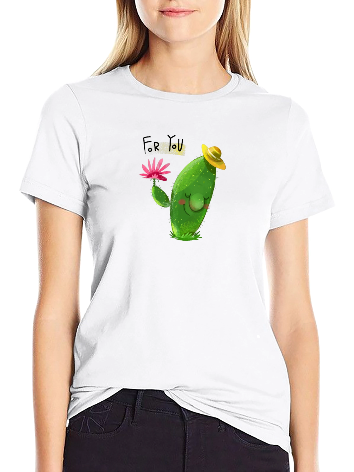 Black Cute Cactus T-Shirt - For You Gift view 9