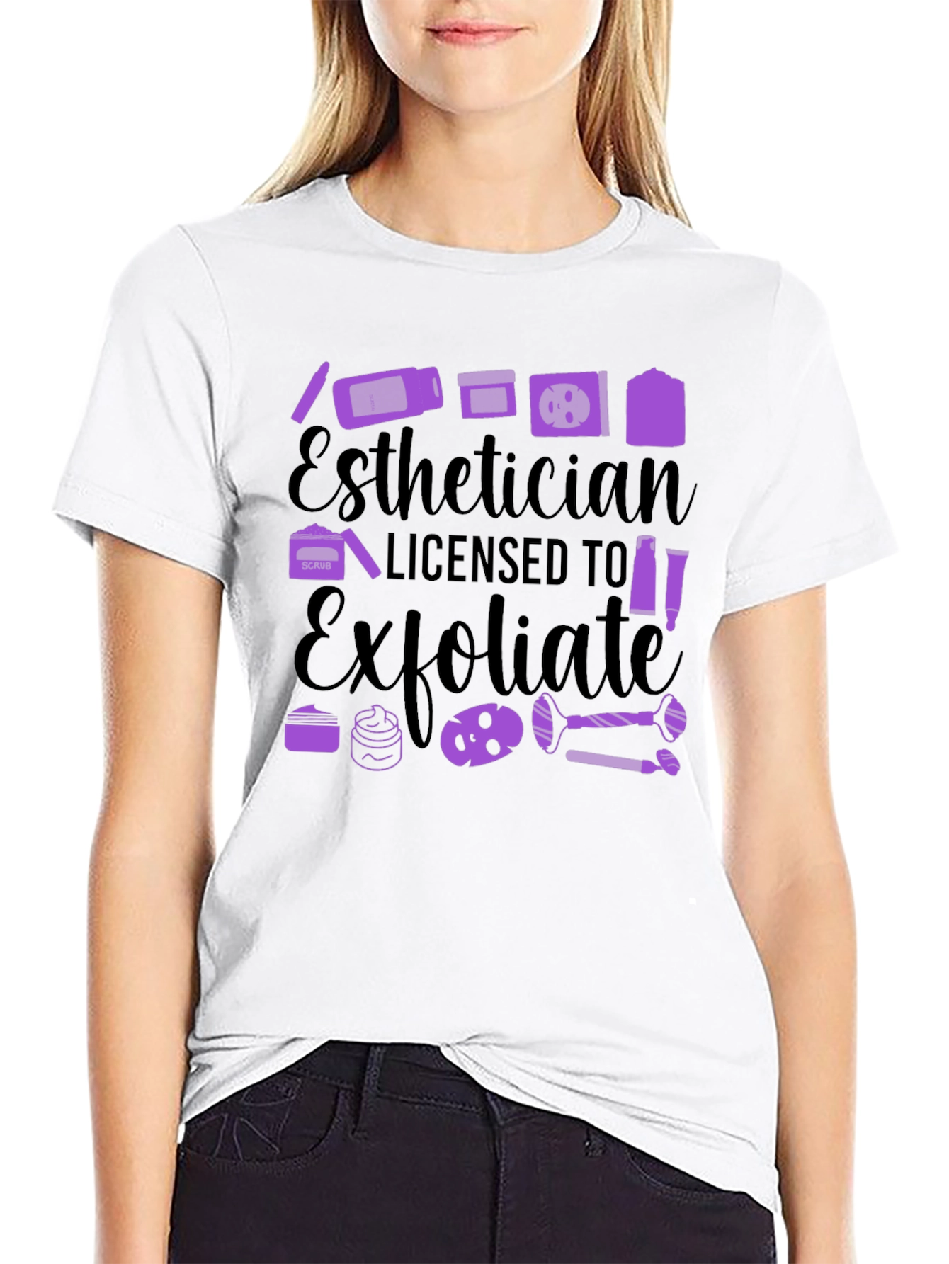 Black Esthetician Licensed to Exfoliate T-Shirt view 9
