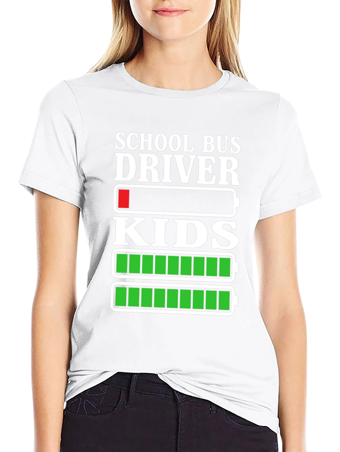 Black School Bus Driver Battery T-Shirt view 9