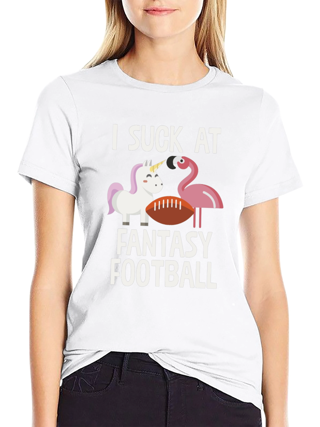 Black I Suck at Fantasy Football T-Shirt view 9