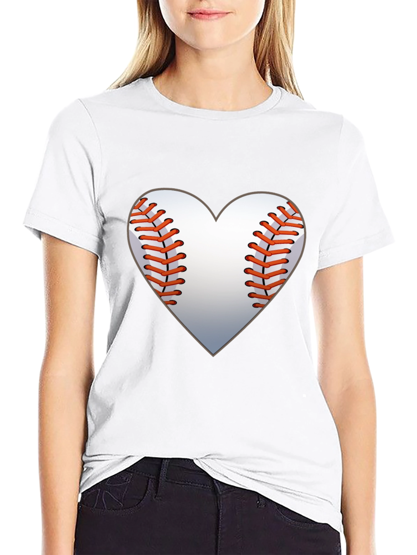Black Baseball Heart Graphic Tee - Black Cotton Shirt view 9