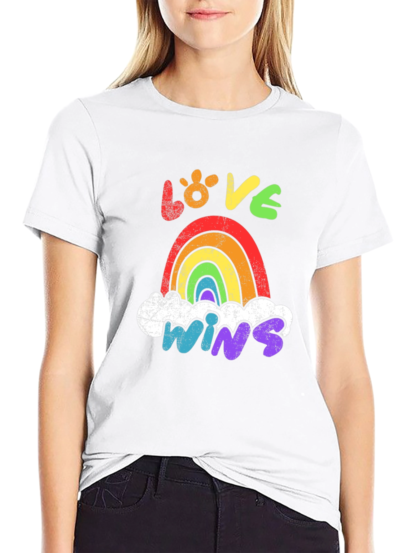 Black Love Wins Rainbow Graphic Tee view 9
