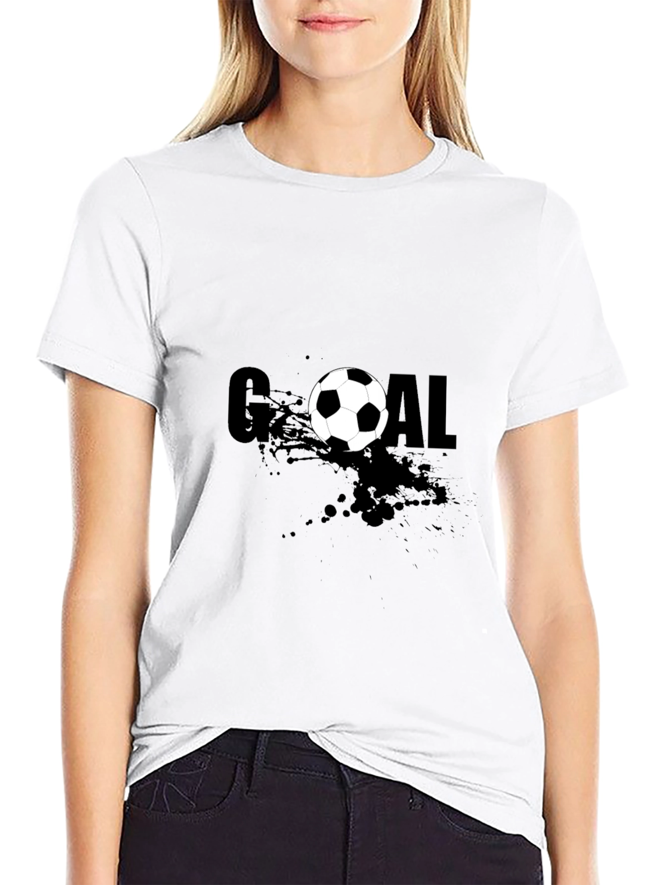 Black Goal T-Shirt Soccer Ball Design view 9