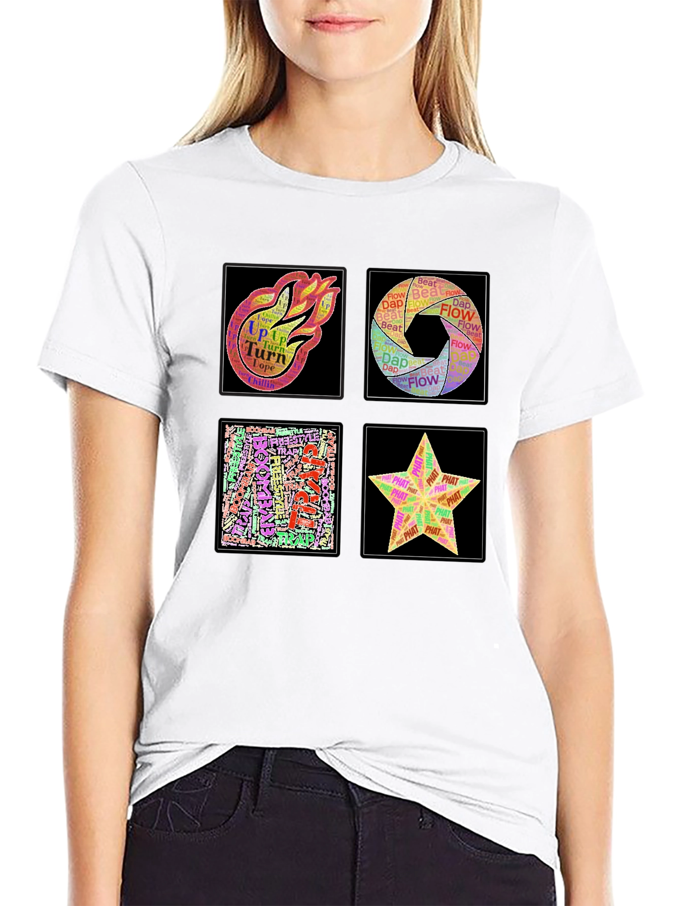 Black Abstract Art Word Design Men's Black T-Shirt view 9