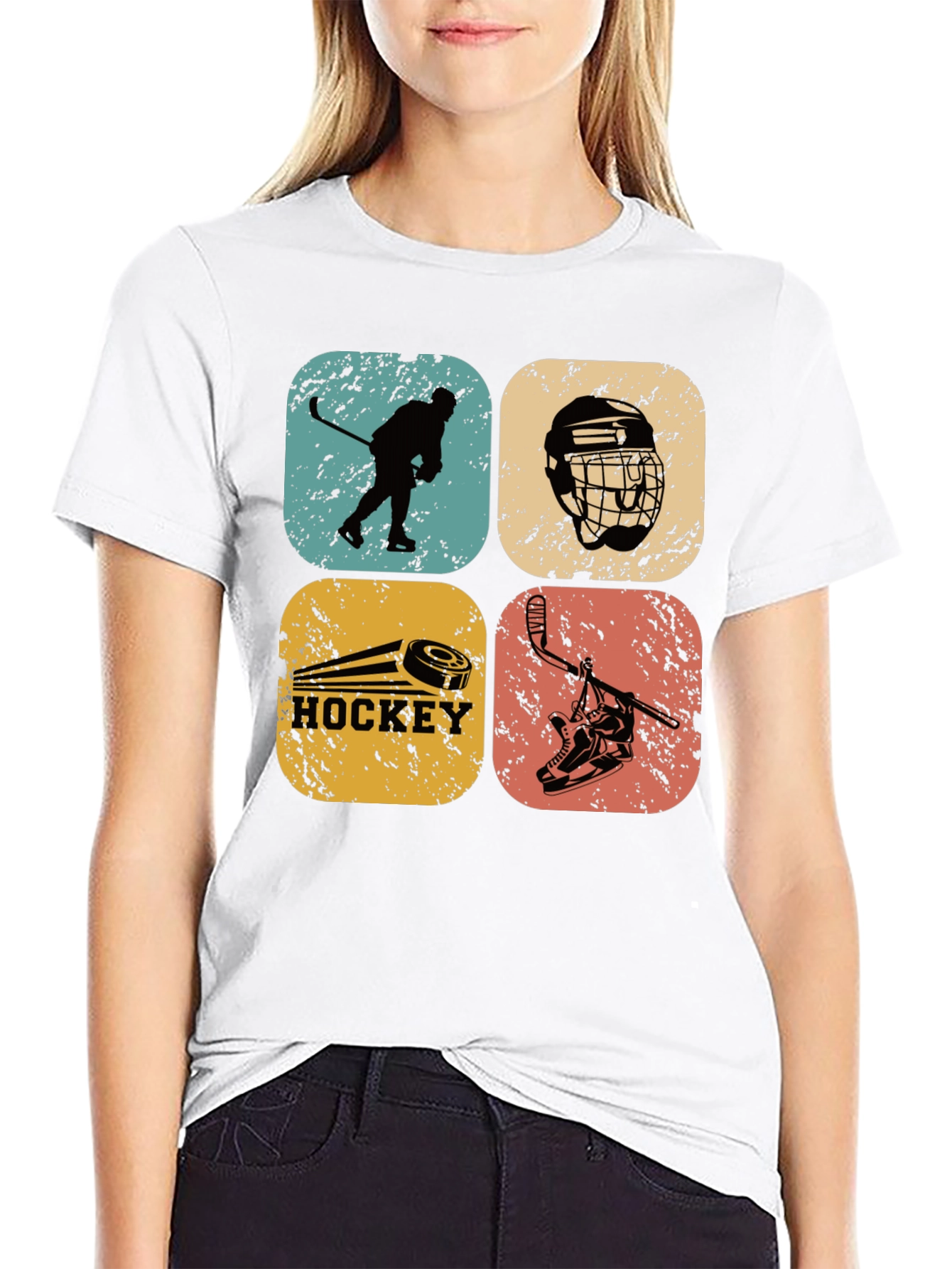 Black Vintage Hockey Graphic Tee - Retro Style view 9