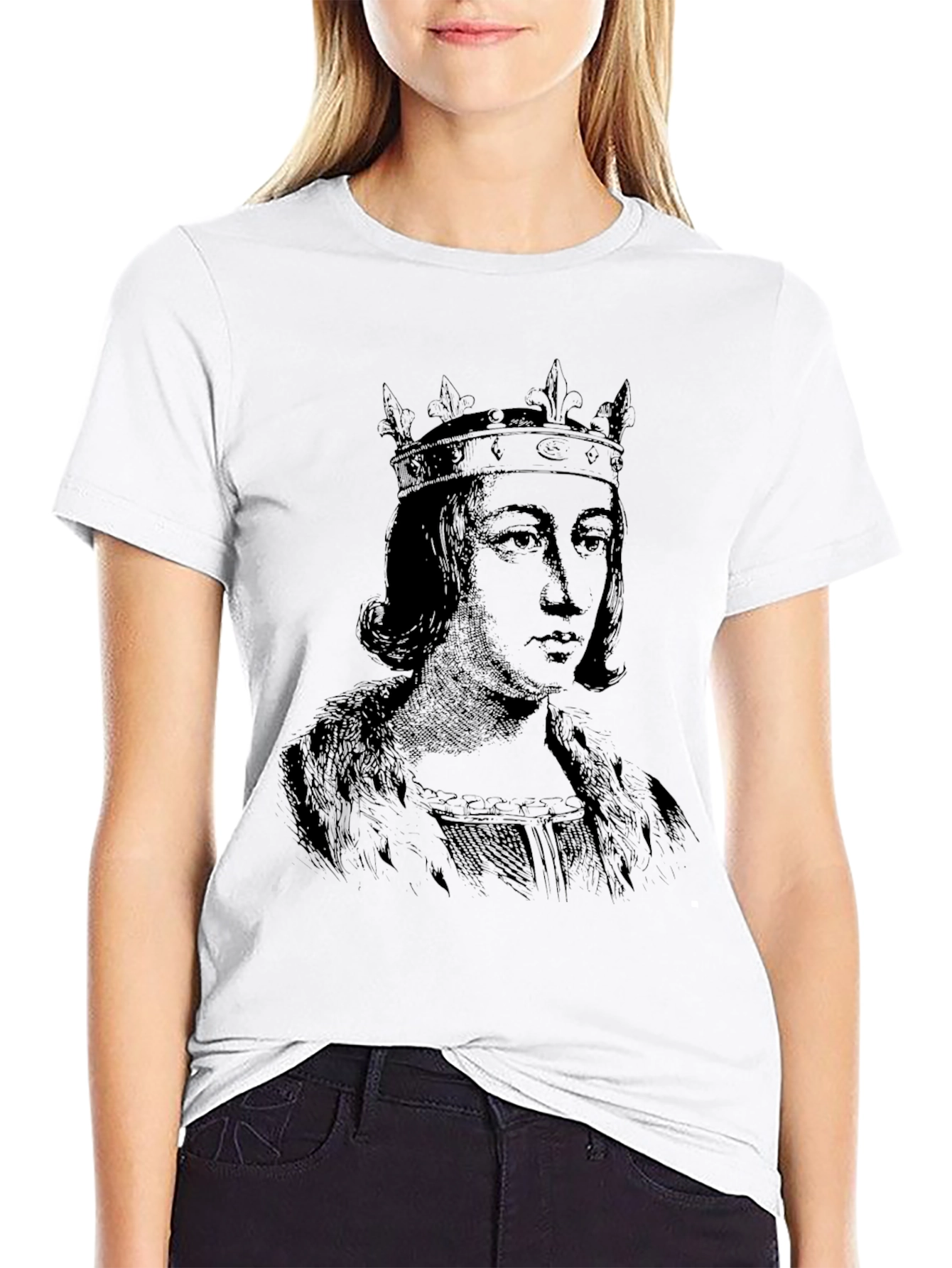 Black King Portrait Graphic Black T-Shirt view 9