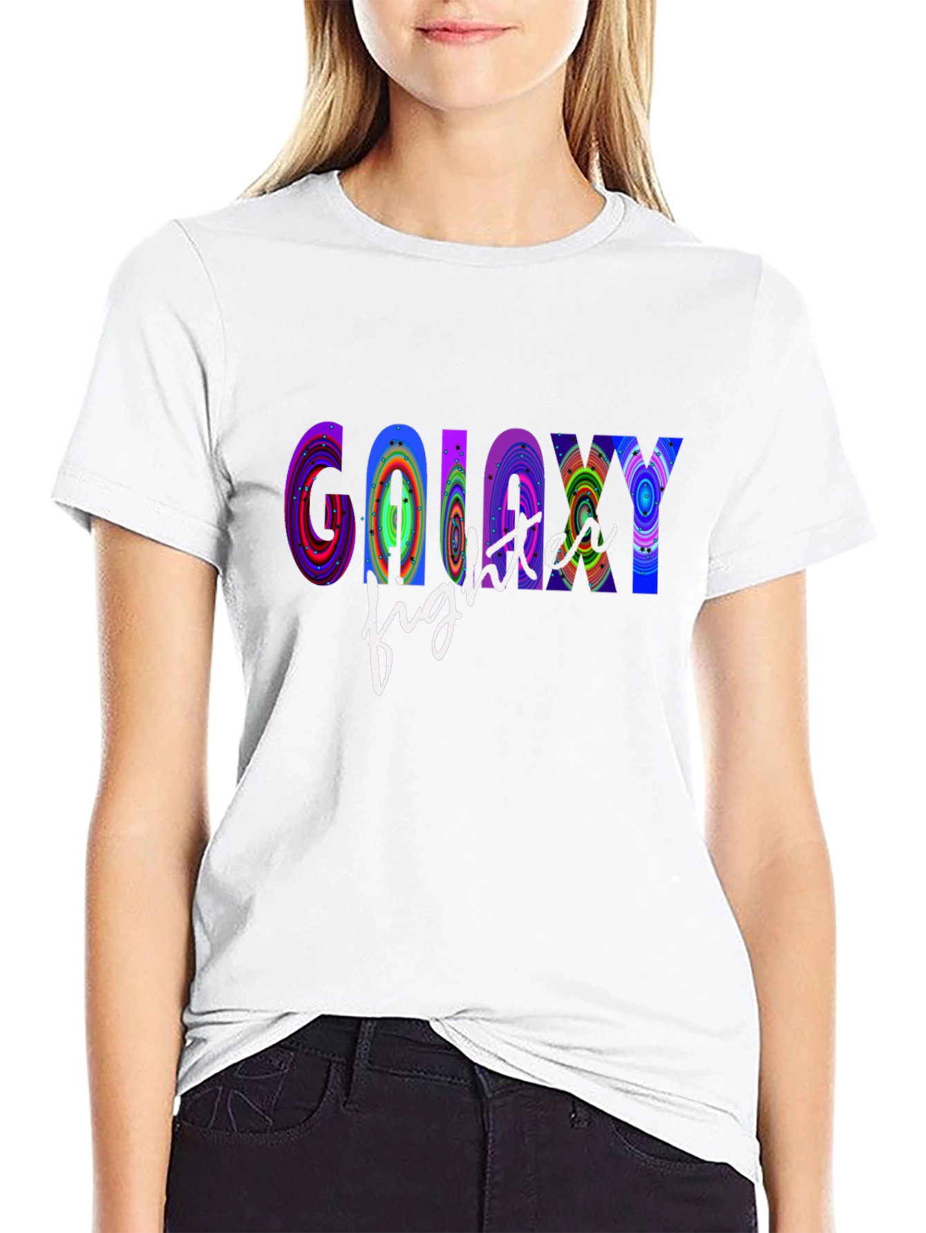 Black Galaxy Fighter Graphic T-Shirt - Cool Novelty Tee view 9