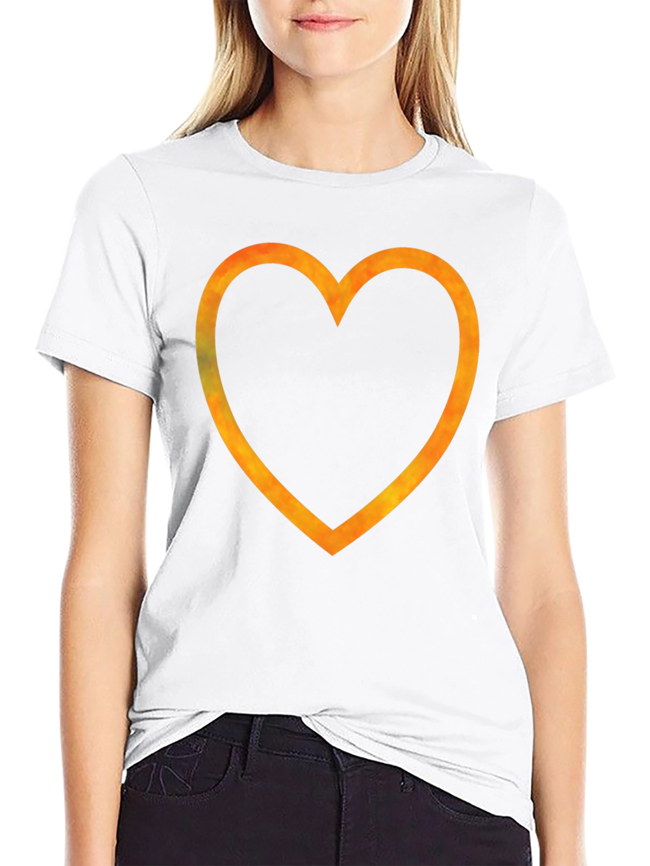 Black Heart Outline Graphic Tee - Trendy Style view 9