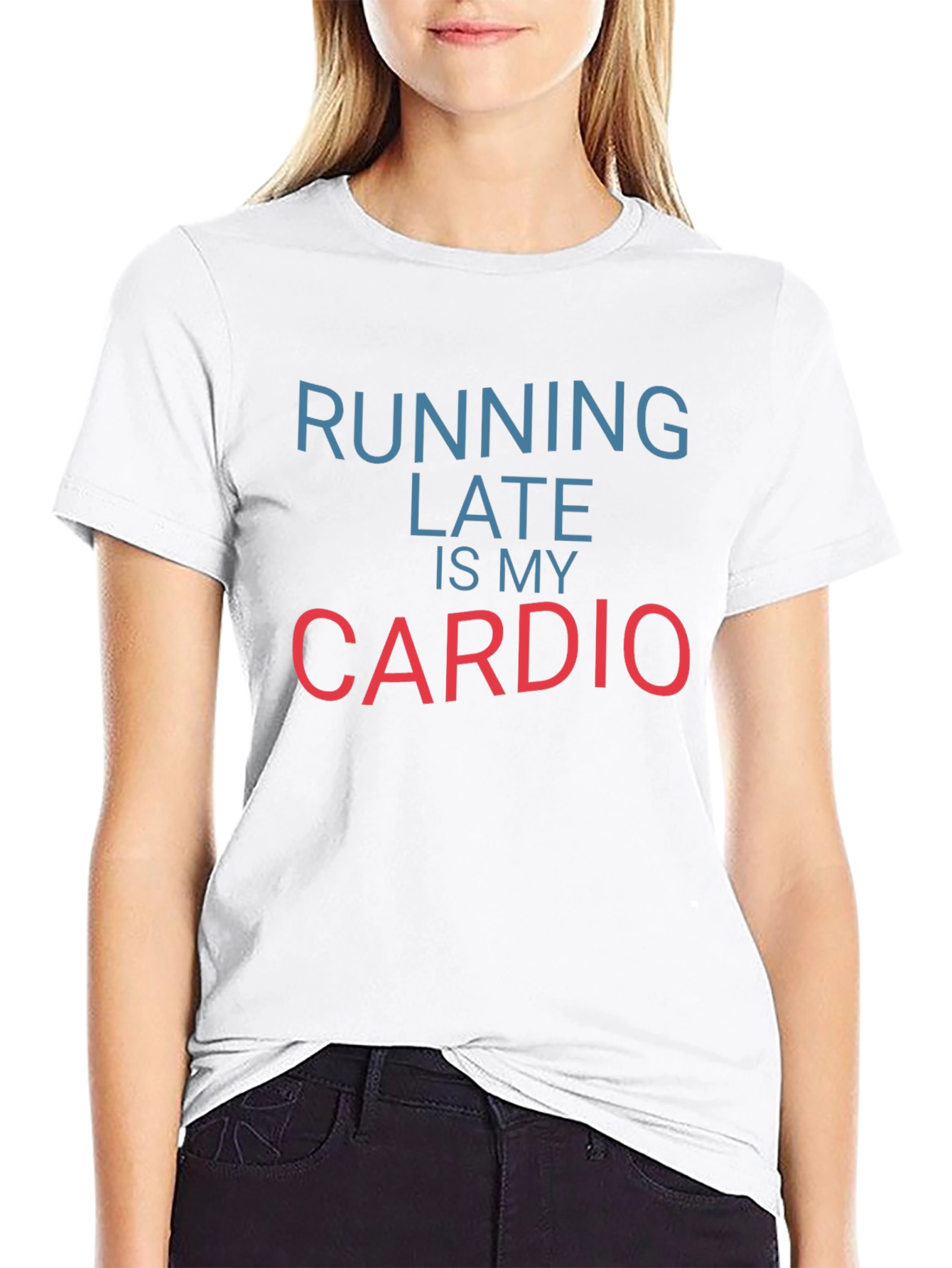 Black Funny Running Late Cardio Black T-Shirt view 9
