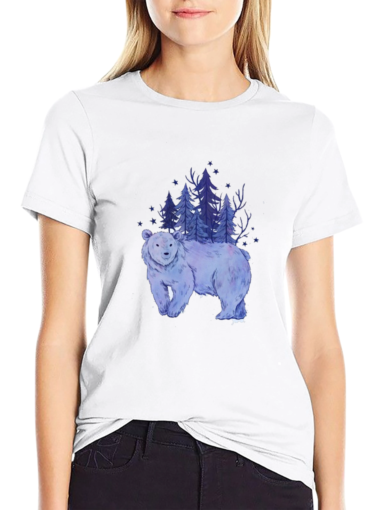 Black Bear & Forest Graphic T-Shirt view 9