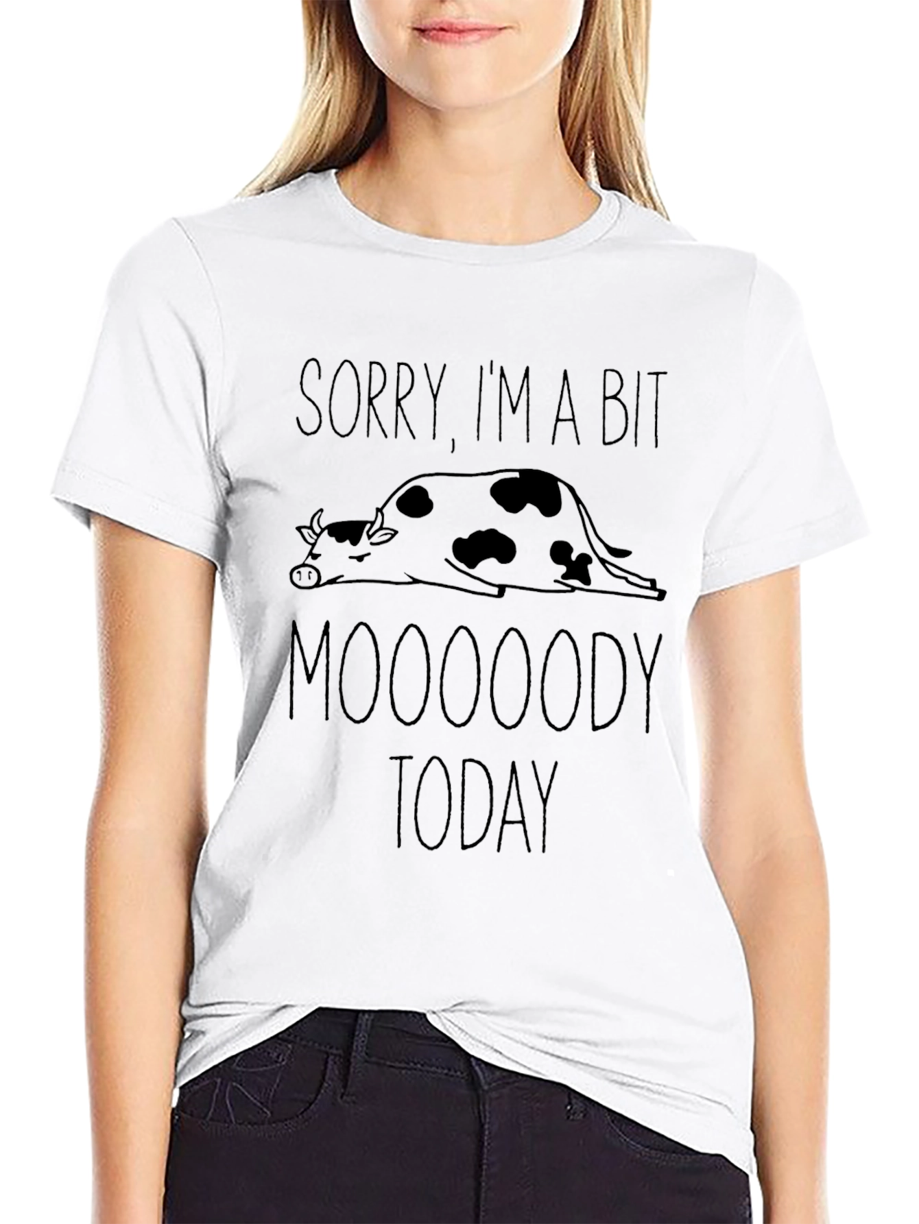 Black Moooody Today Graphic T-Shirt - Funny Cow Tee view 9