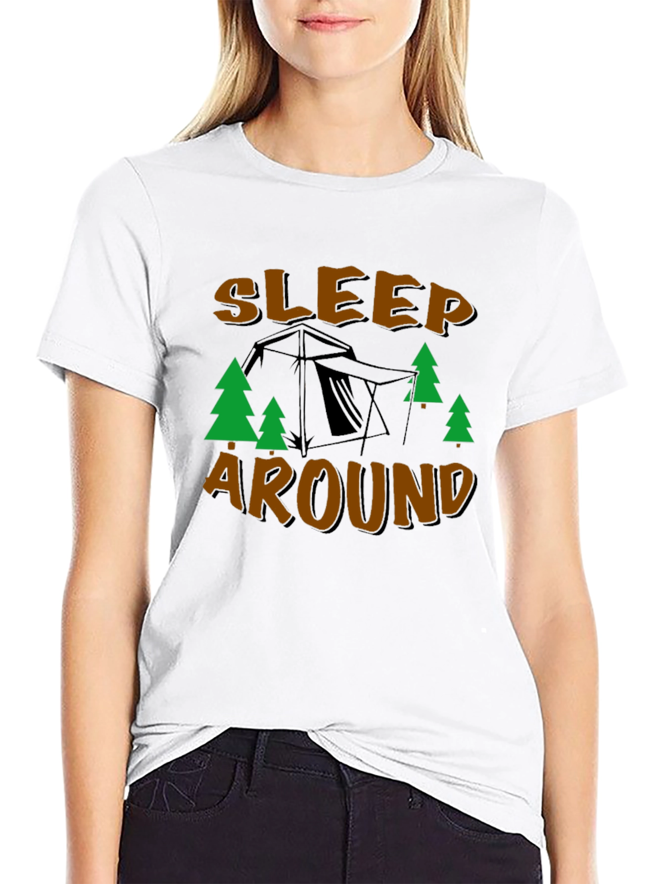 Black Sleep Around Camping T-Shirt view 9