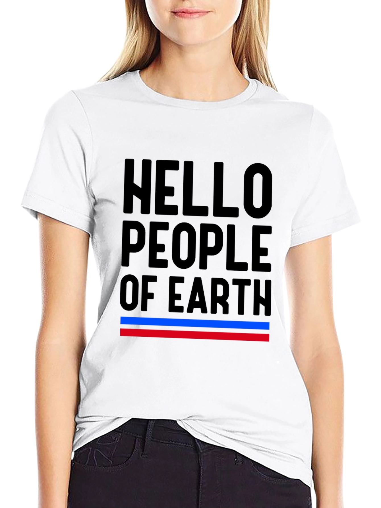 Black Hello People of Earth Graphic Tee view 9