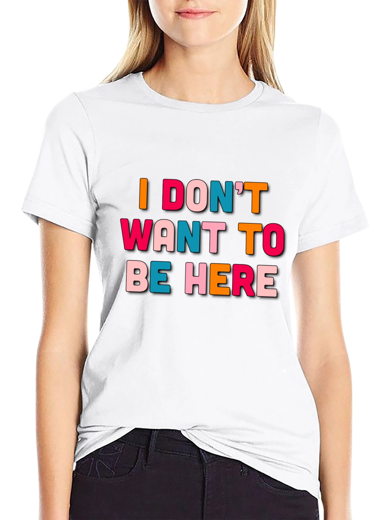 Black I Don't Want To Be Here Graphic Tee view 9