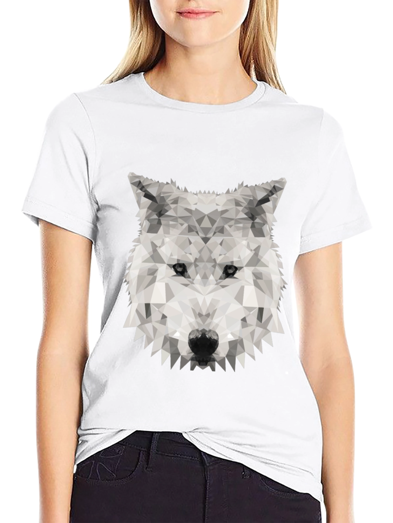 Black Geometric Wolf Graphic Tee - Stylish Black T-Shirt view 9