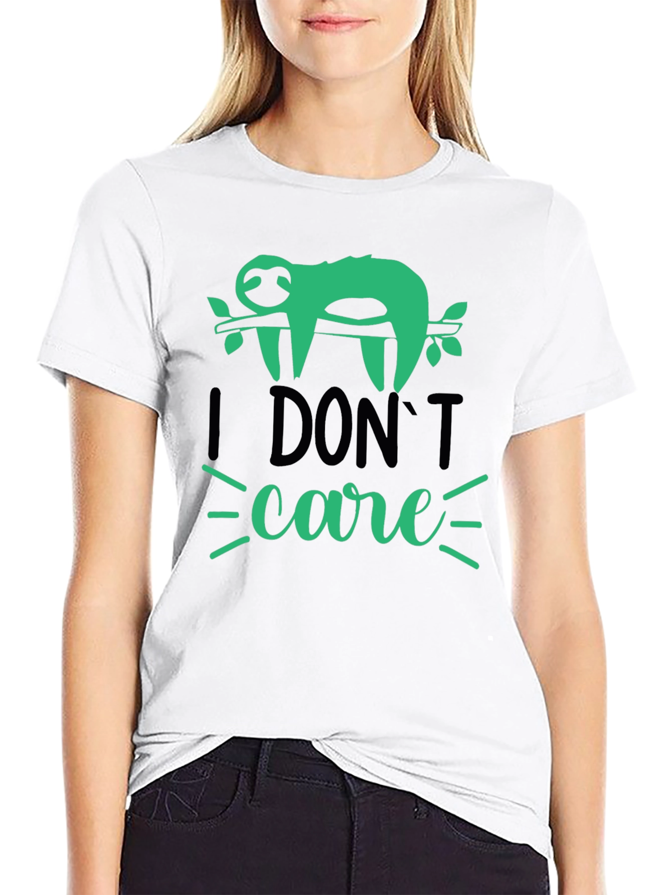 Black I Don't Care Sloth T-Shirt - Funny Graphic Tee view 9