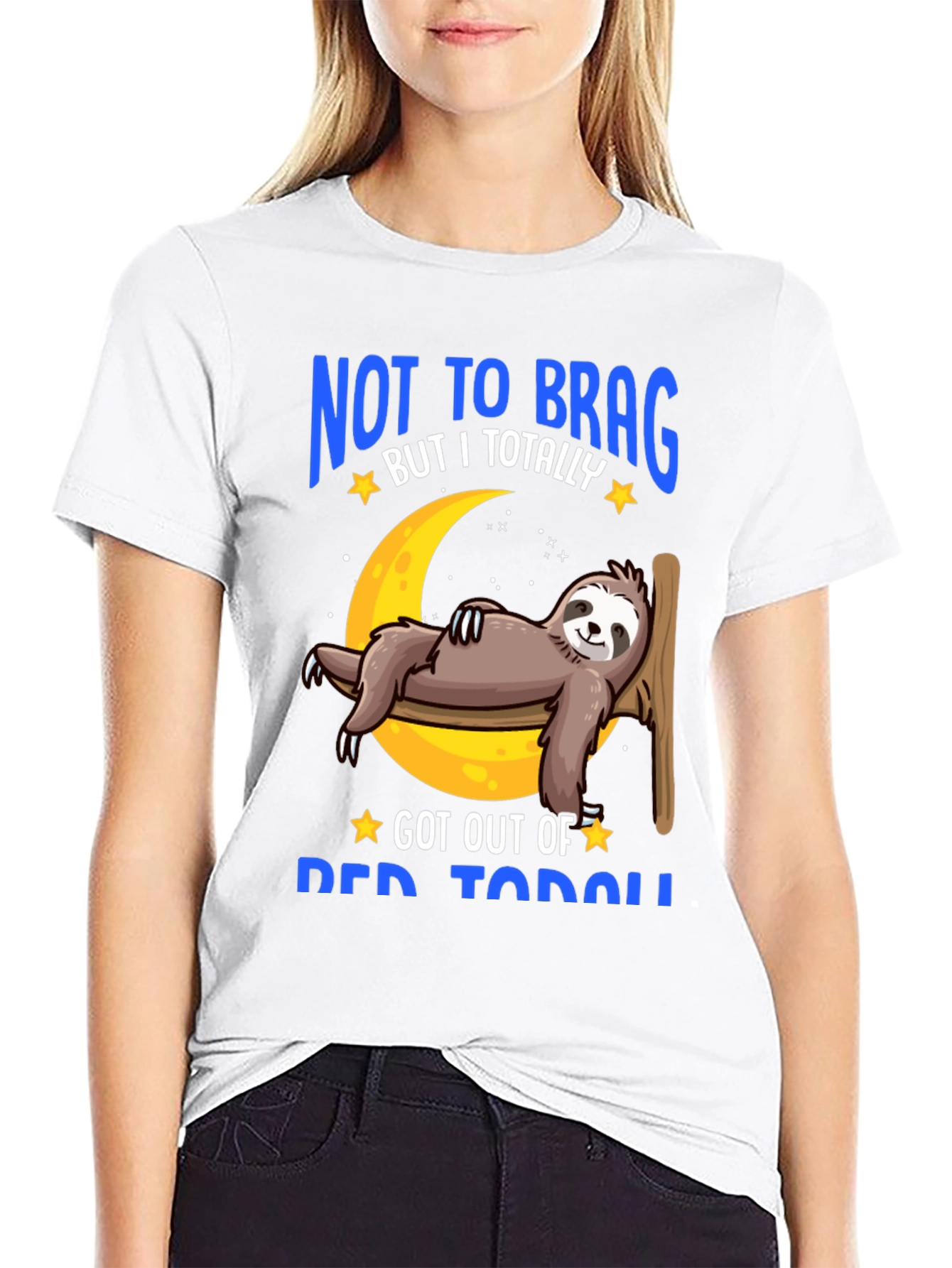 Black Sloth Moon Graphic T-Shirt - Not to Brag... view 9