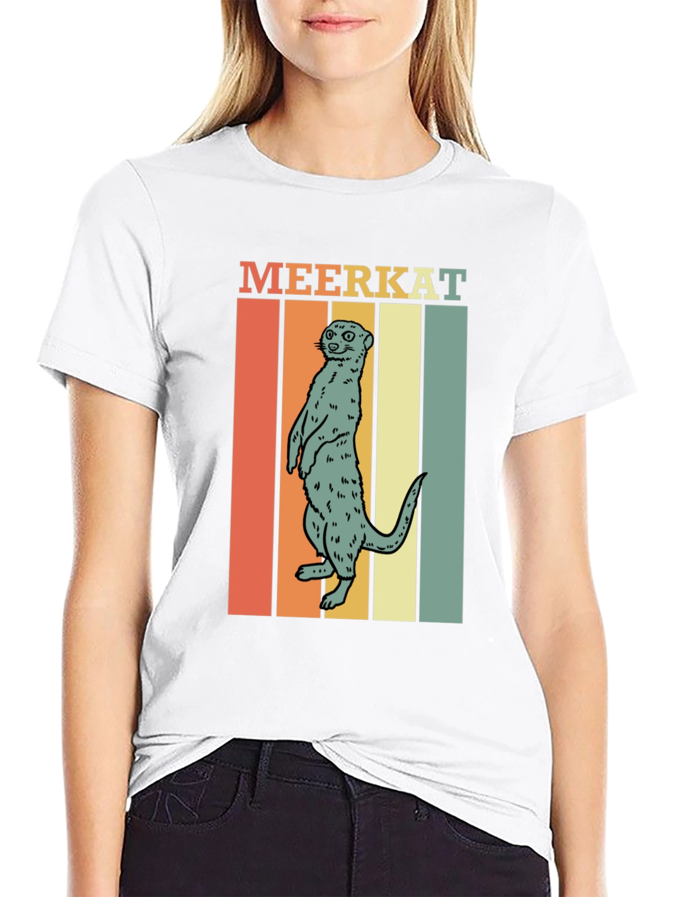 Black Retro Meerkat Graphic Tee - Unique Animal Lover Shirt view 9