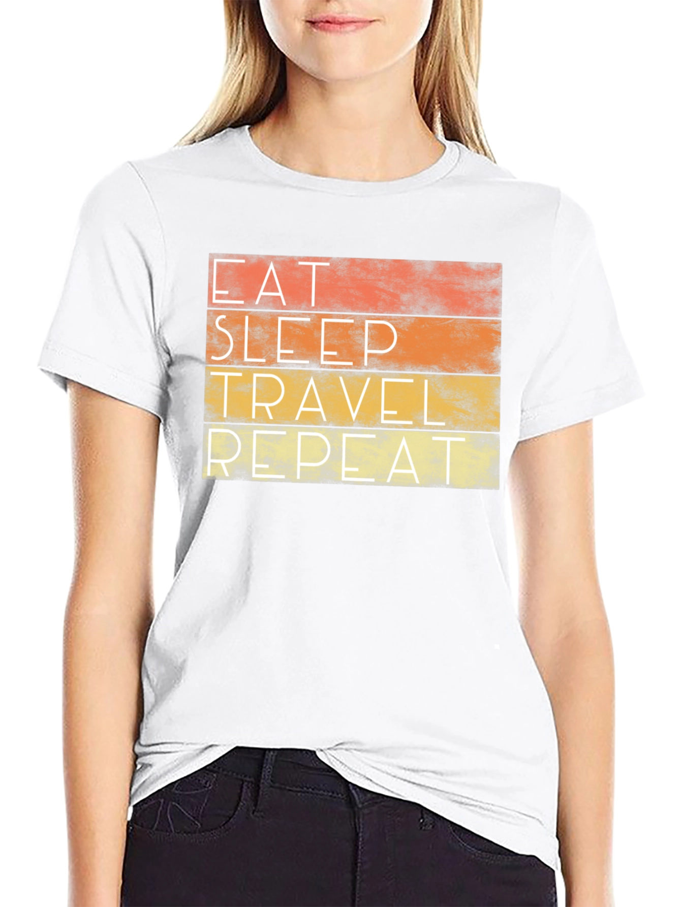 Black Eat Sleep Travel Repeat Graphic Tee view 9