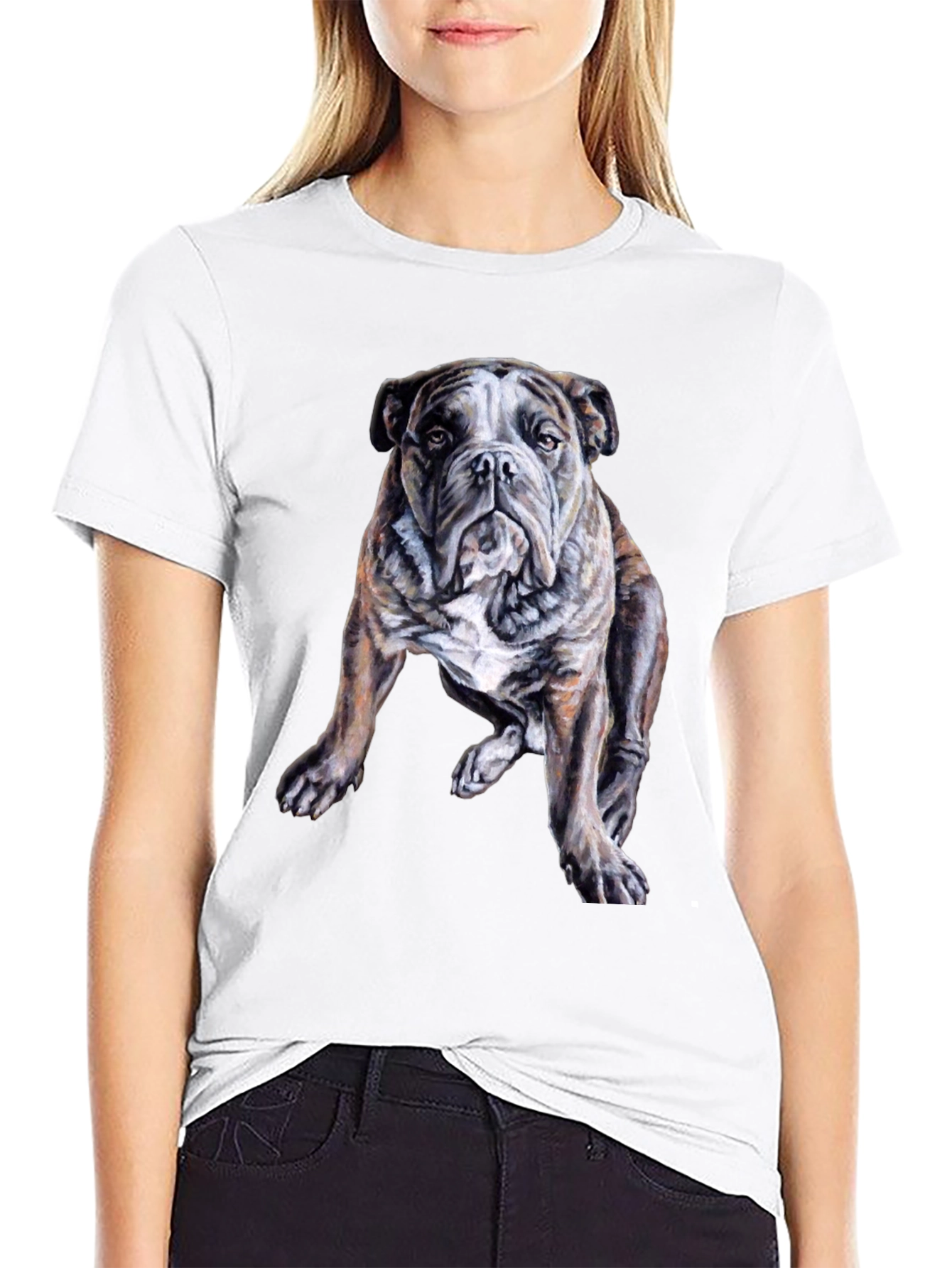 Black Bulldog Graphic Print Men's Black T-Shirt view 9