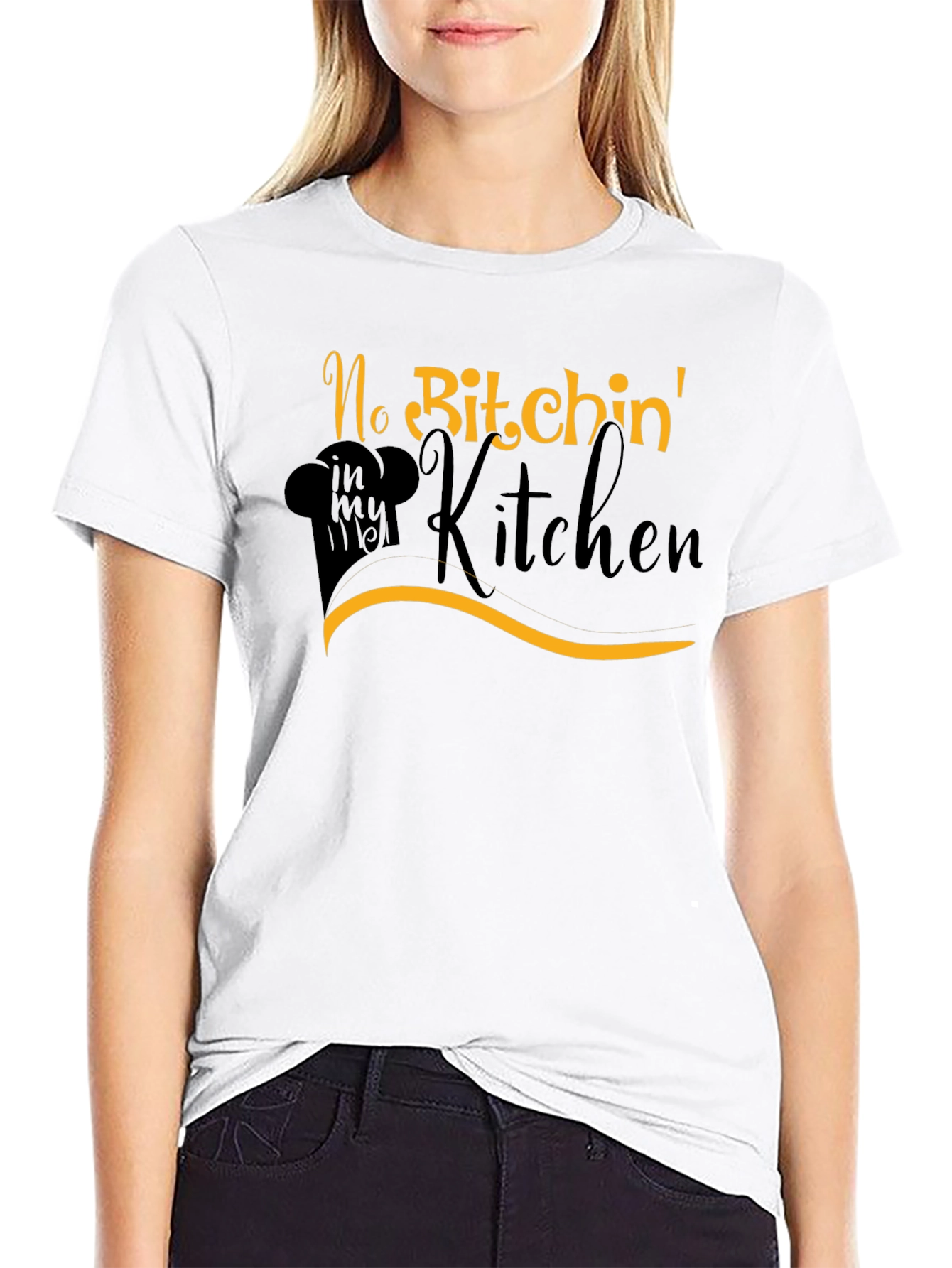Black No Bitchin' in my Kitchen T-Shirt - Chef's Humor view 9