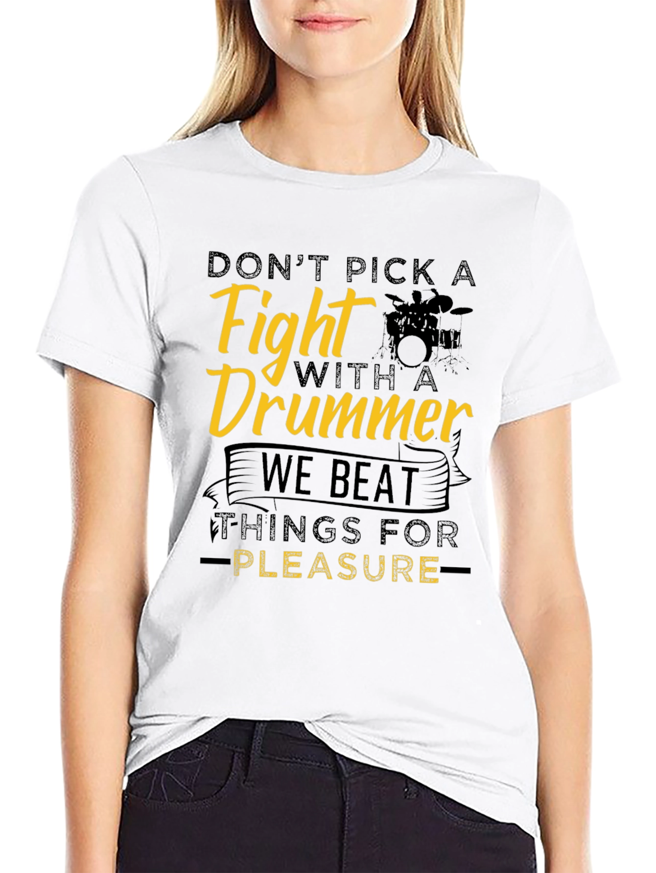 Black Don't Pick a Fight Drummer Black T-Shirt view 9