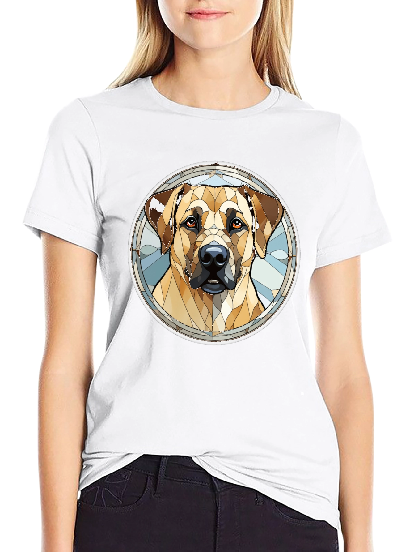 Black Dog Stained Glass Style Graphic Tee - Black view 9