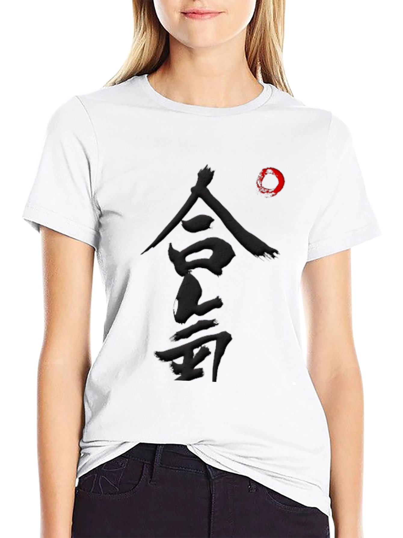 Black Japanese Calligraphy Graphic Black T-Shirt view 9