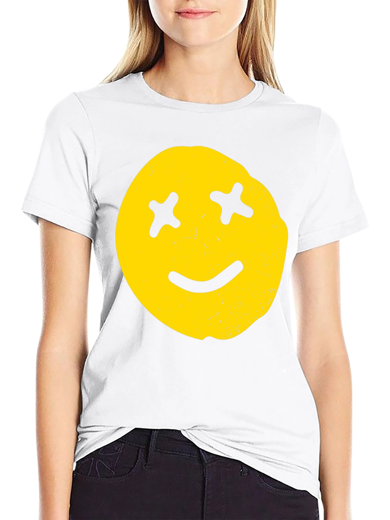 Black Distressed Smiley Face Graphic Tee view 9