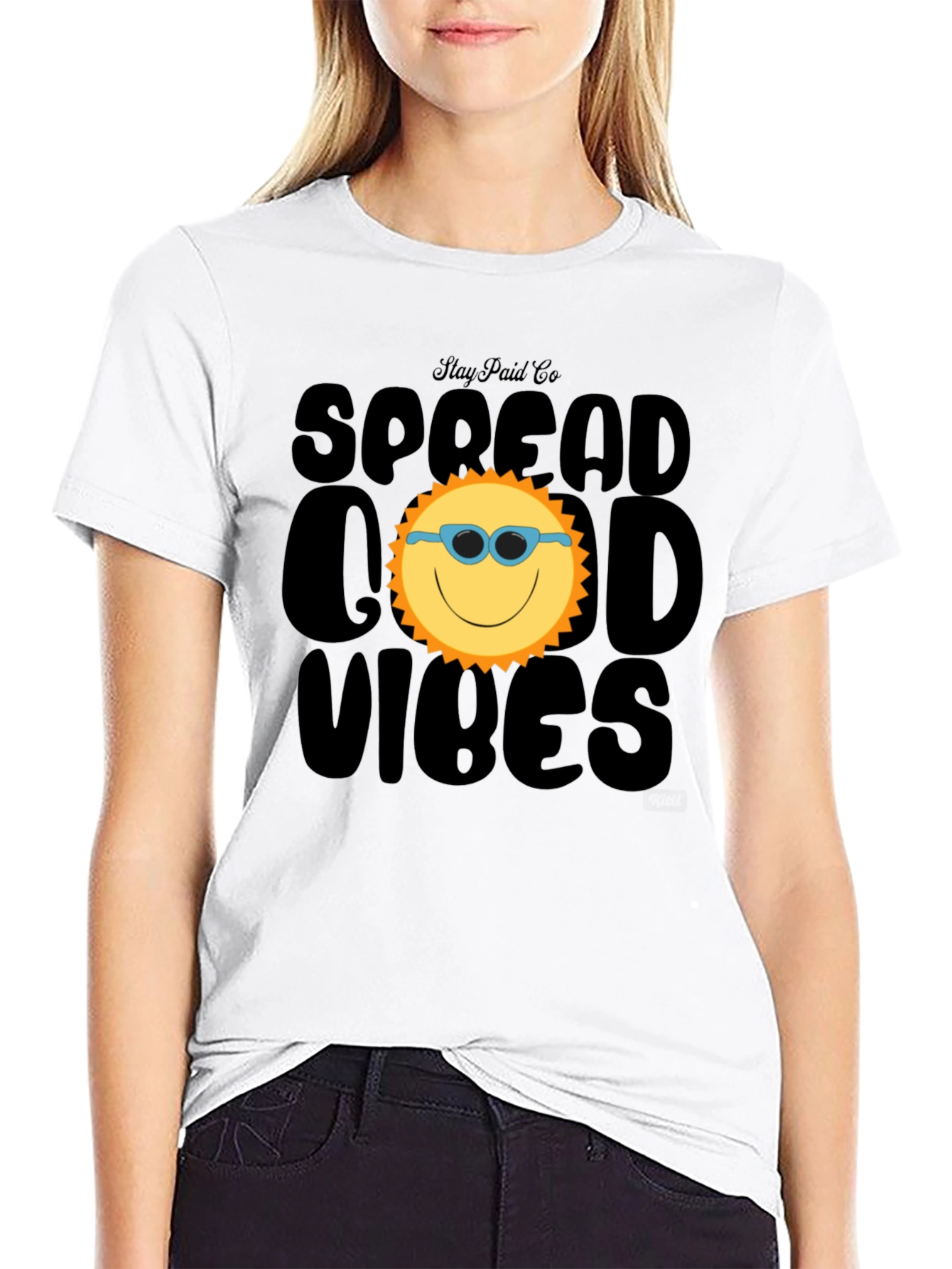 Black Spread Good Vibes Black Graphic Tee view 9