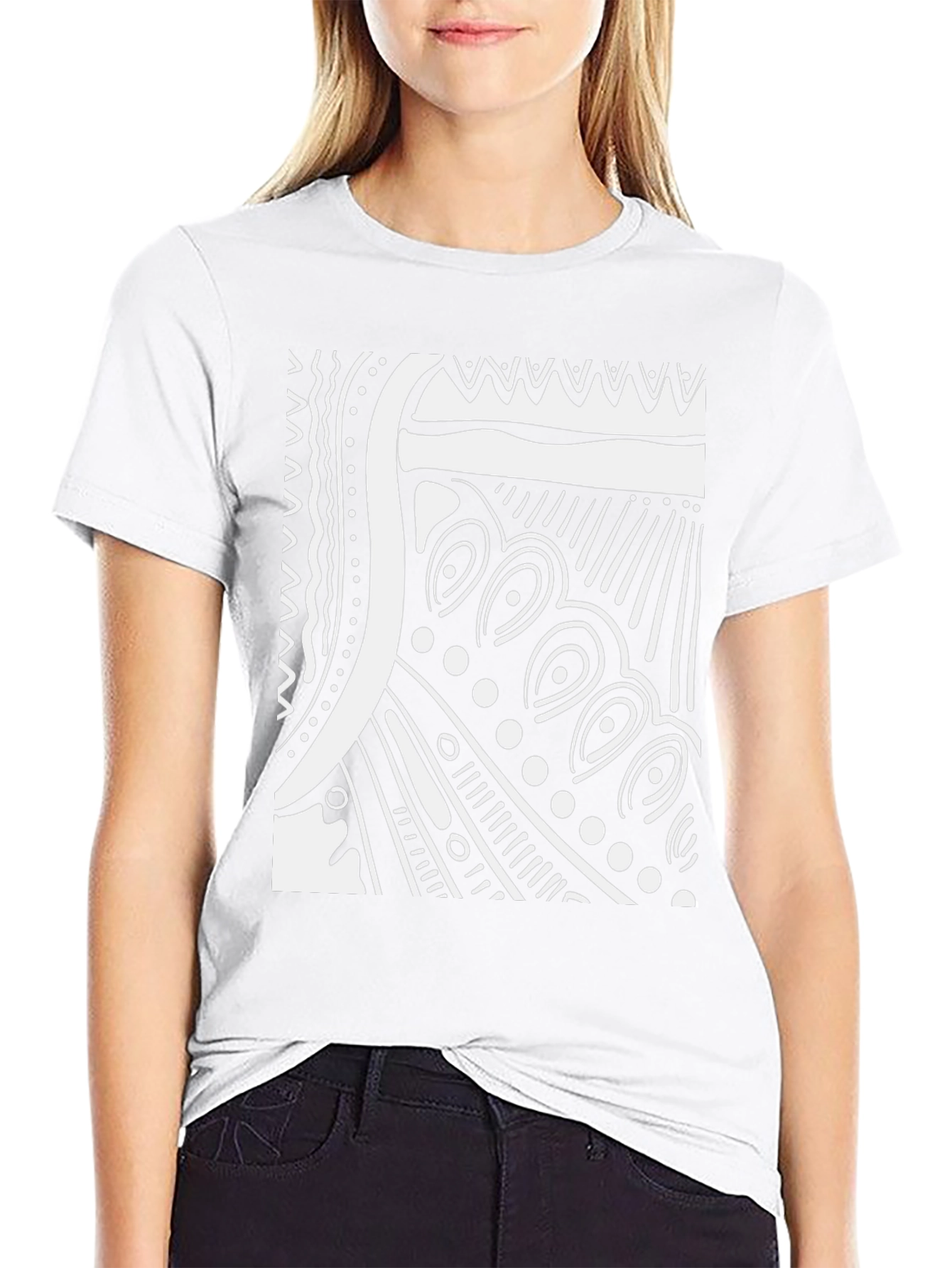 Black Abstract Tribal Design Black T-Shirt view 9