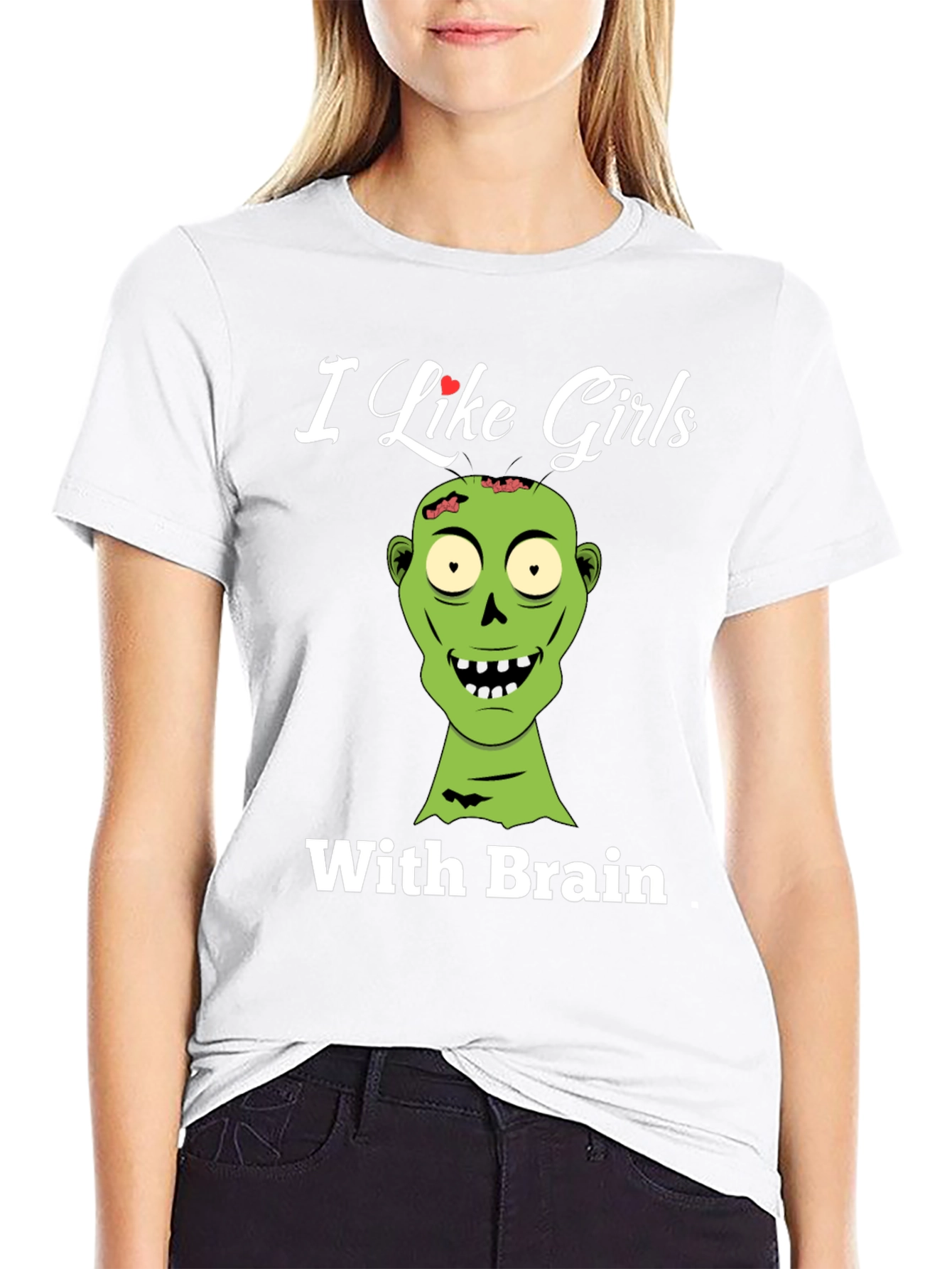 Black Zombie Lover T-Shirt - I Like Girls With Brains! view 9