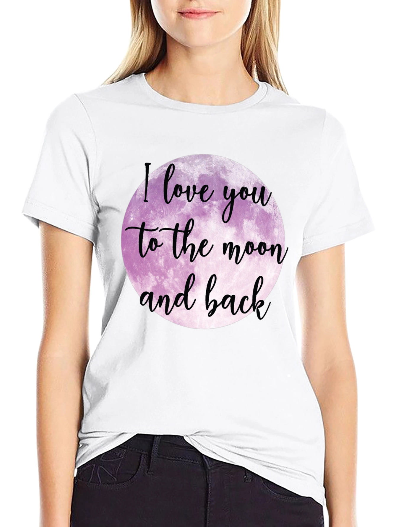 Black I Love You to the Moon and Back Black T-Shirt view 9