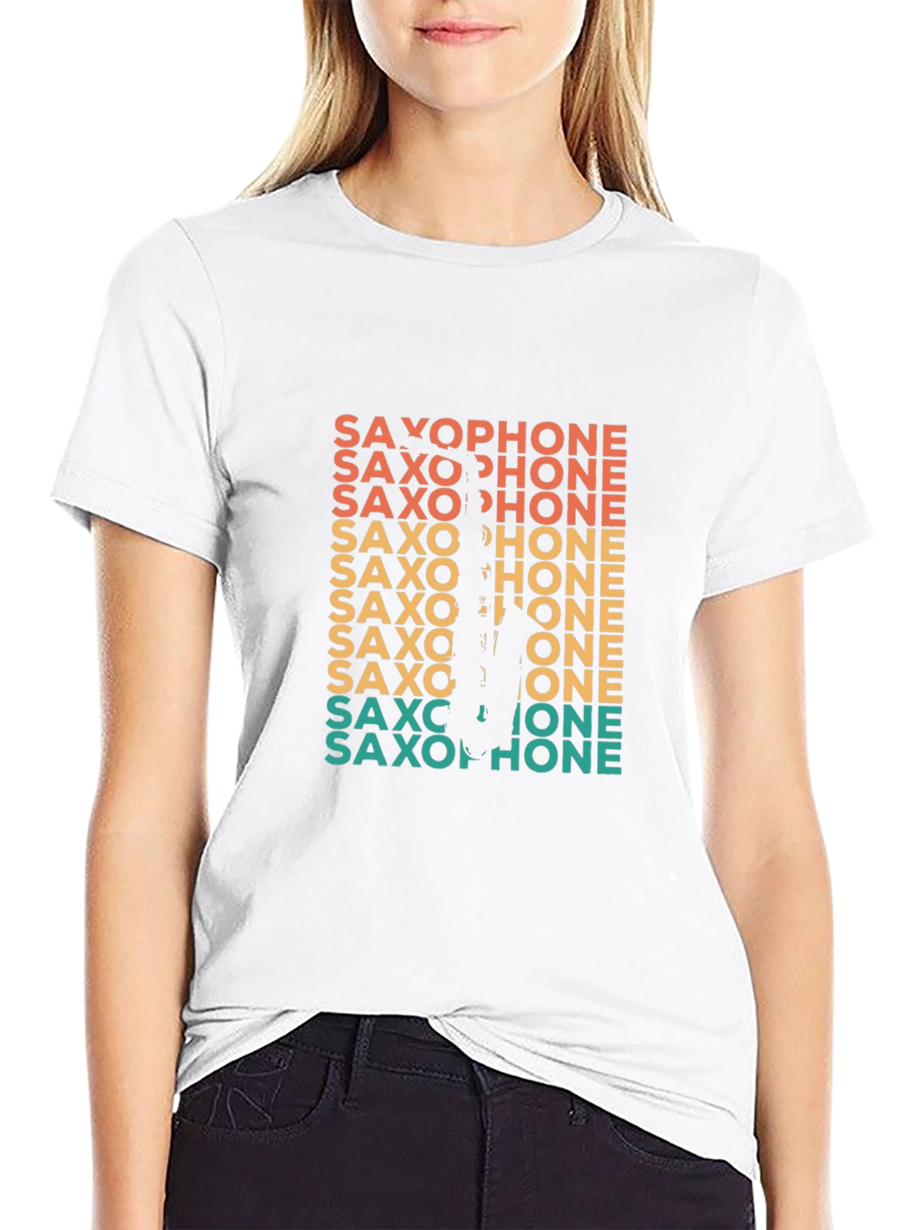 Black Retro Saxophone Player Graphic Tee view 9