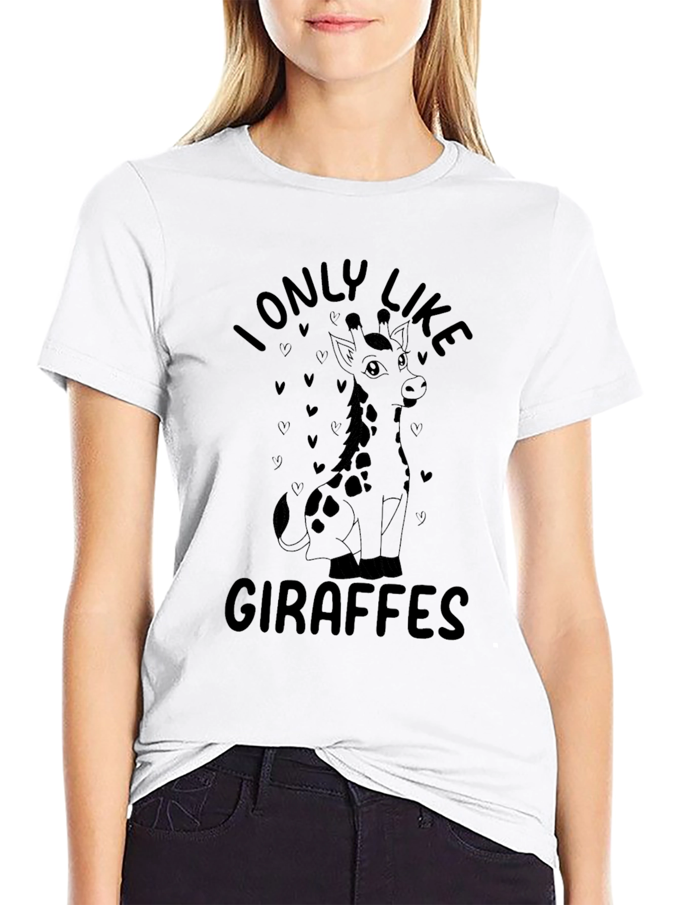 Black I Only Like Giraffes T-Shirt view 9