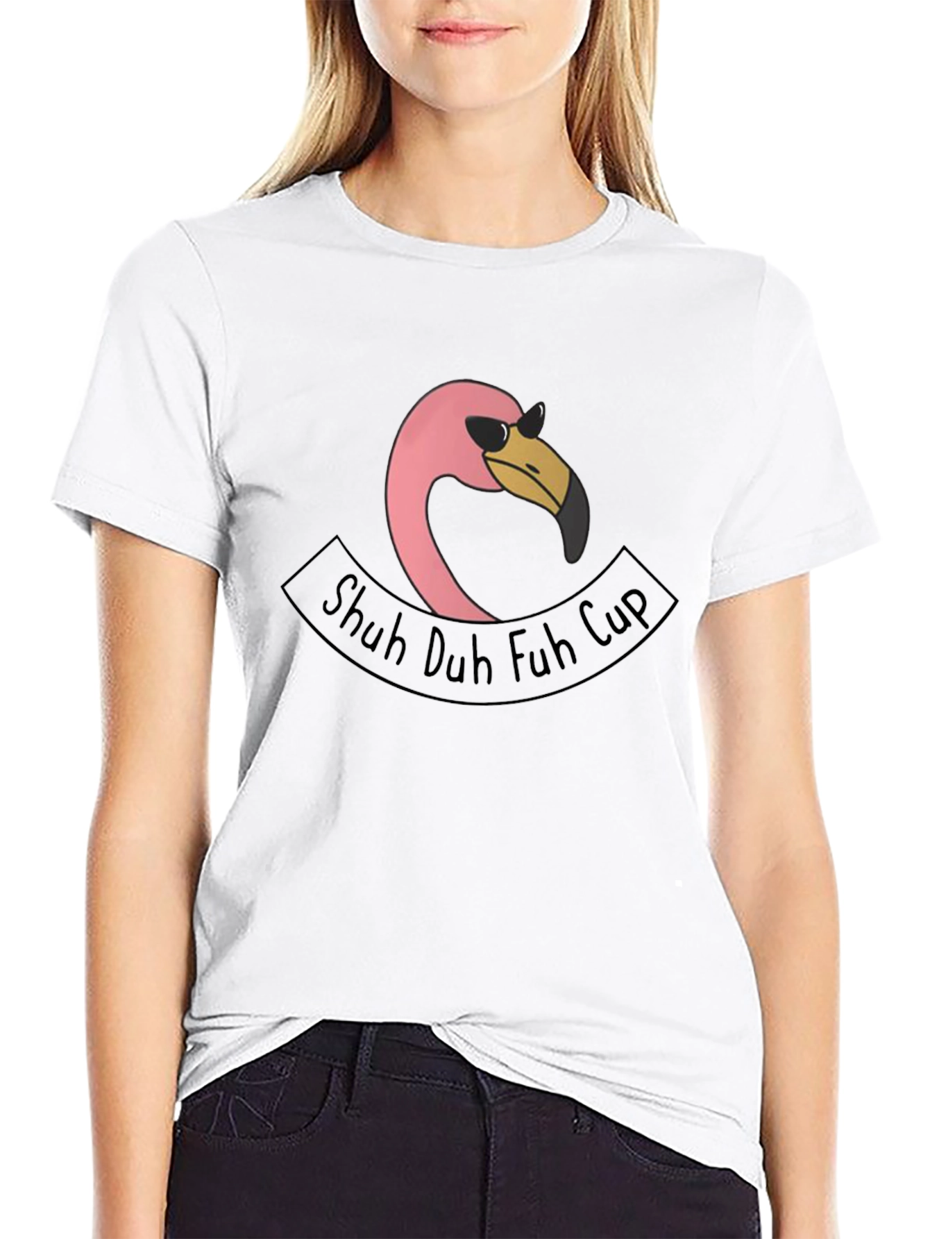 Black Shuh Duh Fuh Cup Flamingo T-Shirt view 9