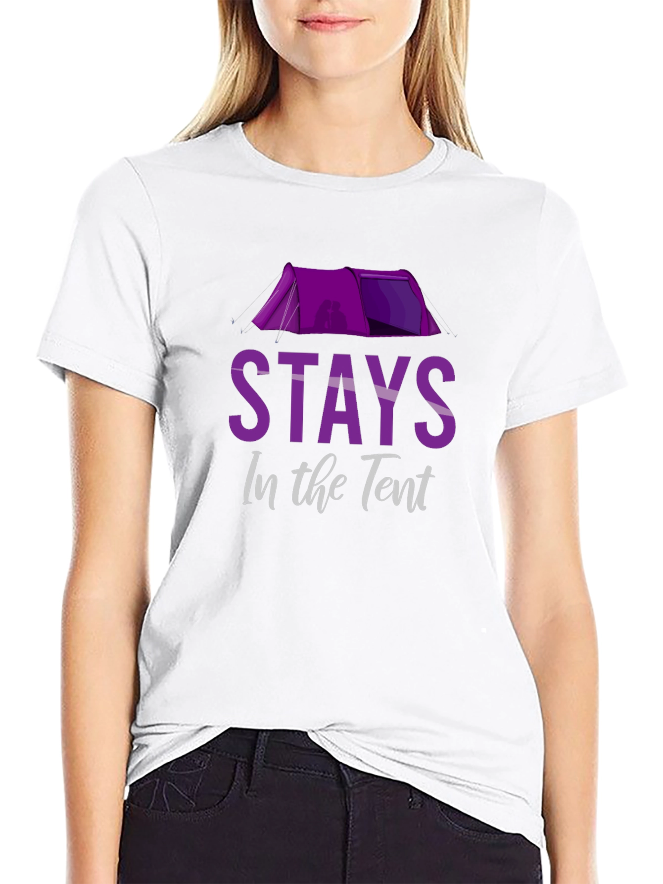 Black Stays in the Tent Novelty Camping T-Shirt view 9