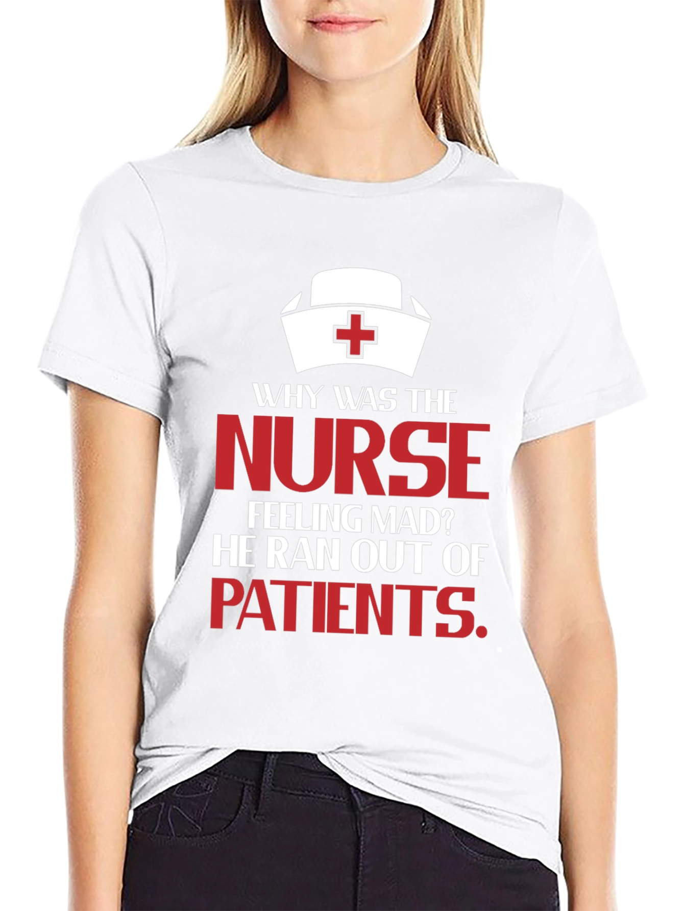 Black Funny Nurse T-Shirt: Ran Out Of Patients! view 9