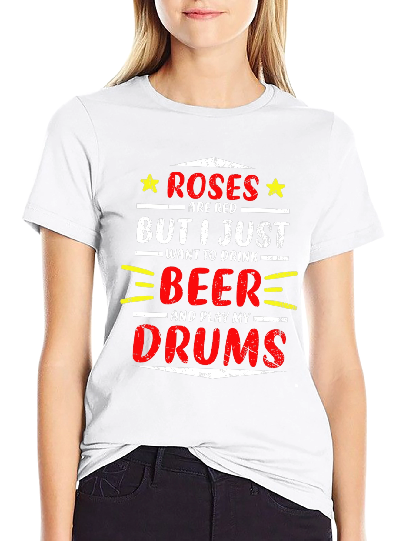 Black Roses are Red Beer Drums Graphic Tee view 9
