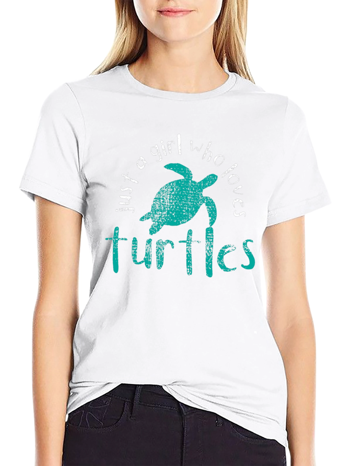 Black Just A Girl Who Loves Turtles Graphic Tee view 9
