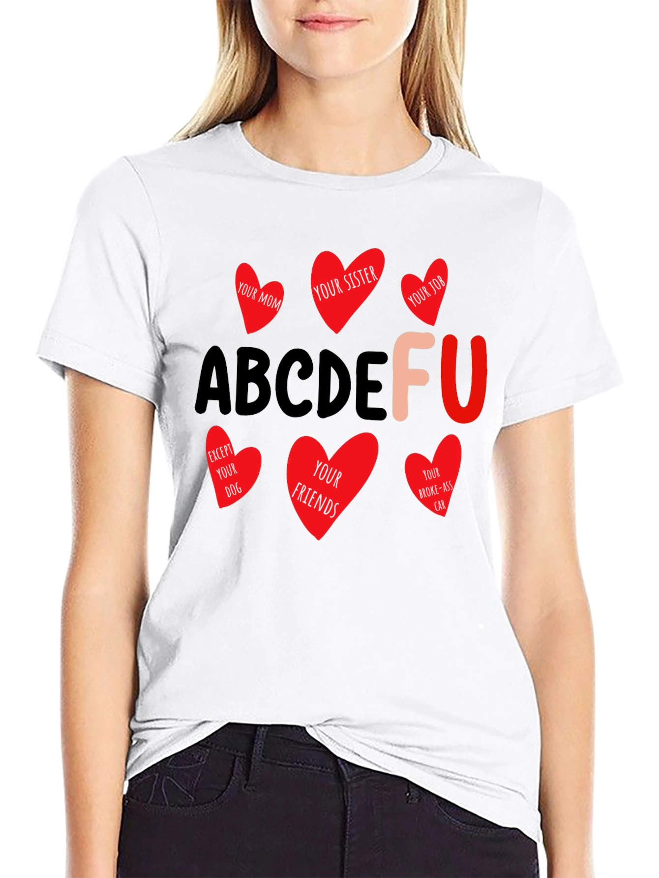 Black ABCDEFU T-Shirt Funny Graphic Tee view 9