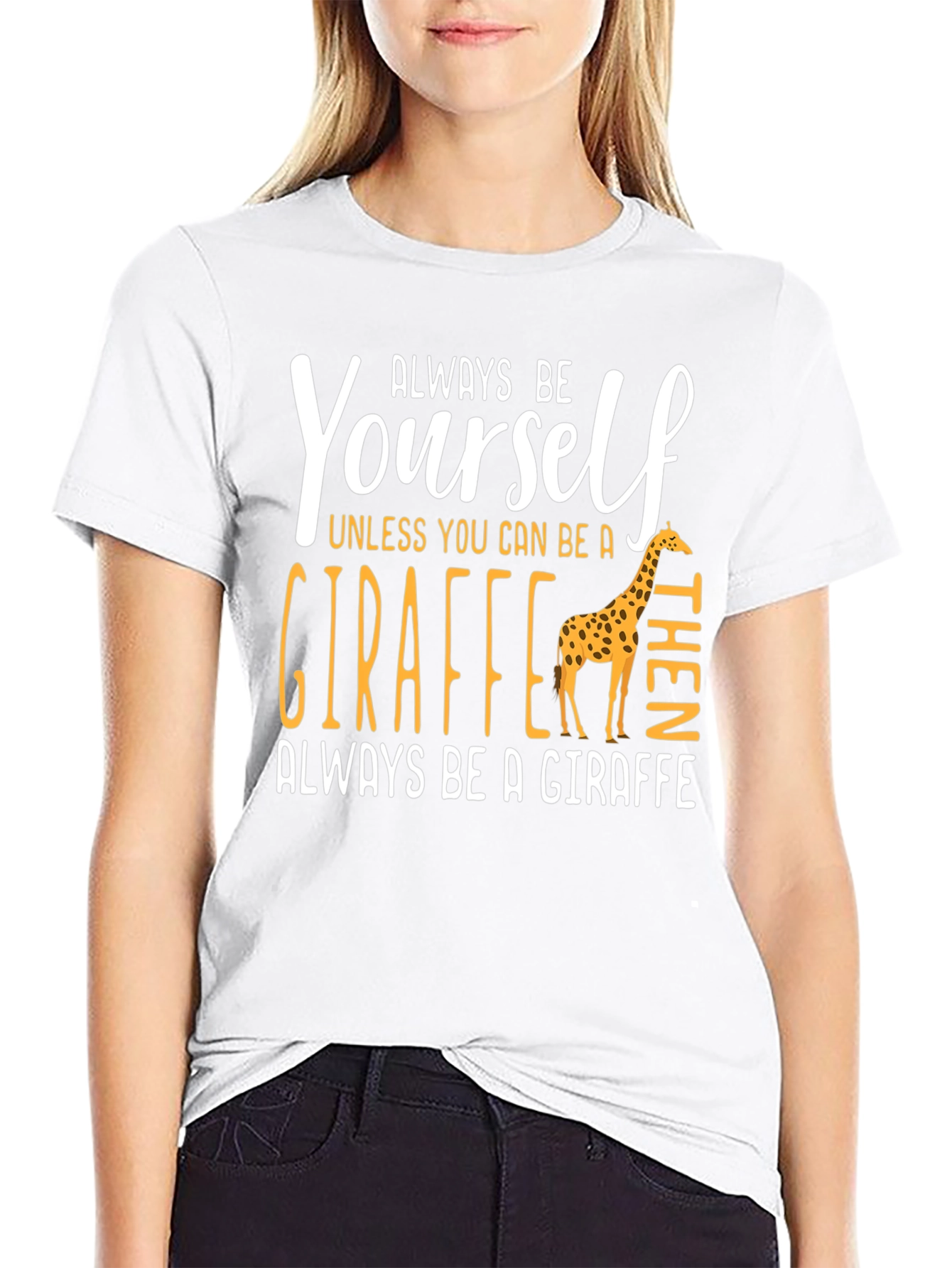 Black Always Be Yourself Giraffe Graphic Tee view 9