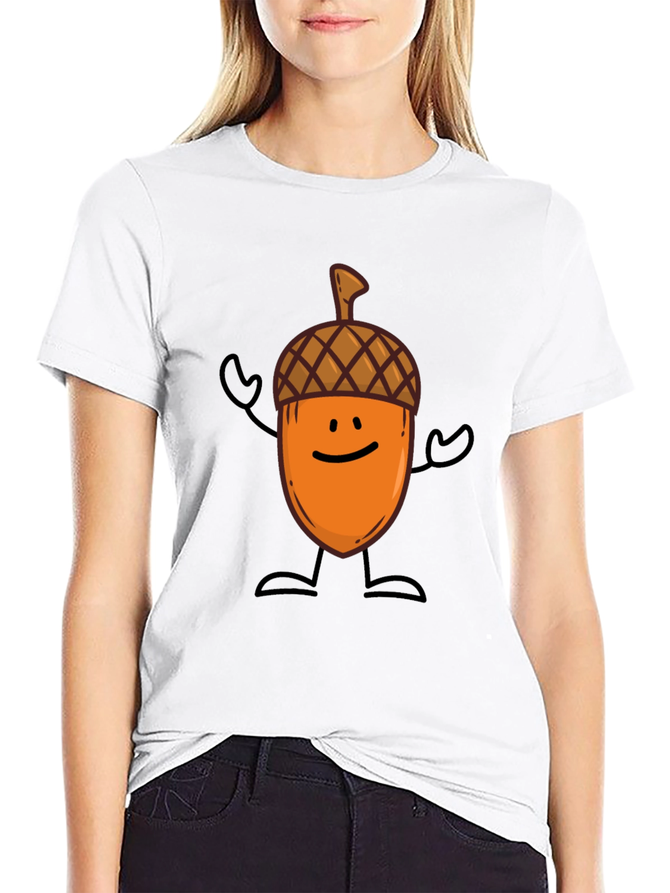 Black Acorn Cartoon Graphic Tee - Fun & Unique Style view 9