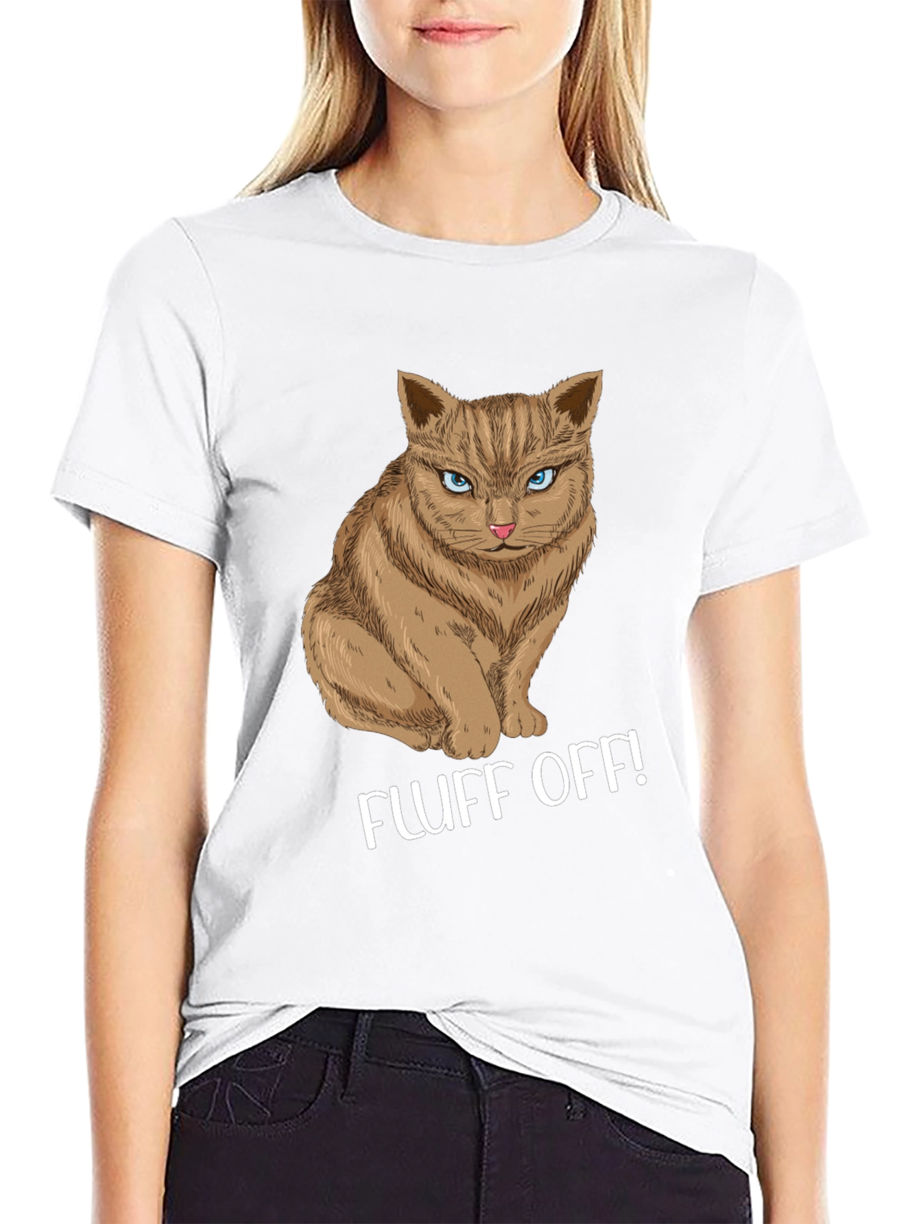 Black Fluff Off! Cat Graphic Tee view 9