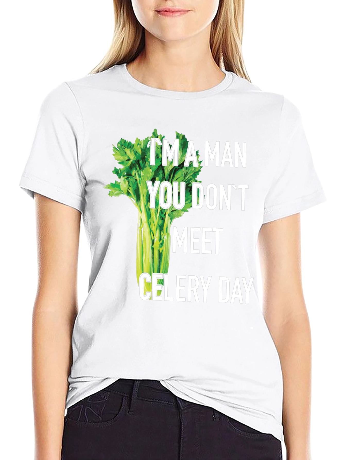 Black I'm A Man Celery Day T-Shirt Funny Graphic Tee view 9