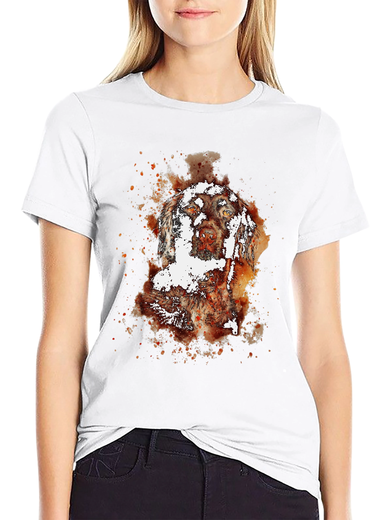 Black Dog Watercolor Print Black T-Shirt view 9