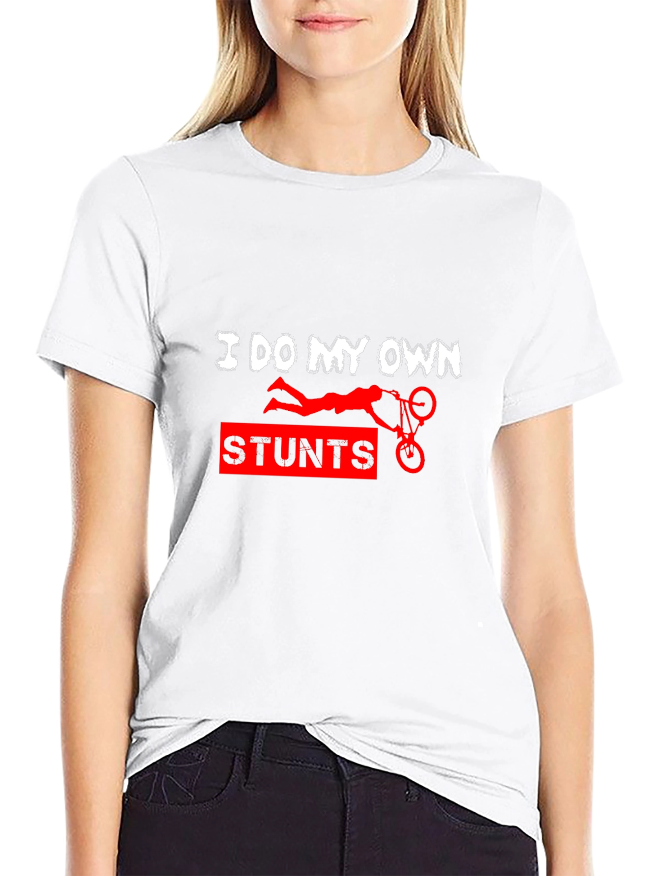 Black I Do My Own Stunts Funny Graphic Tee view 9