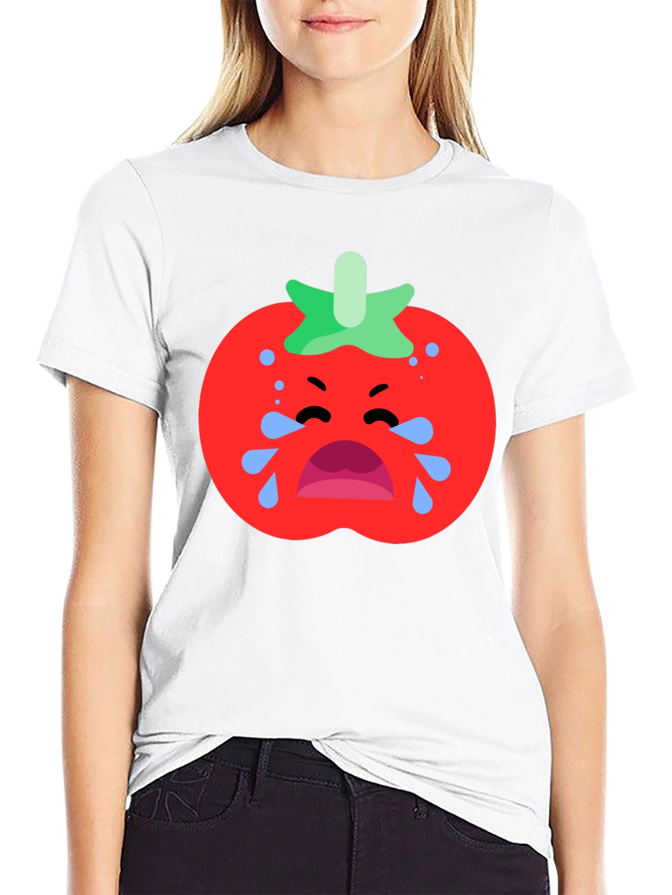 Black Crying Tomato Graphic Tee - Black Cotton T-Shirt view 9