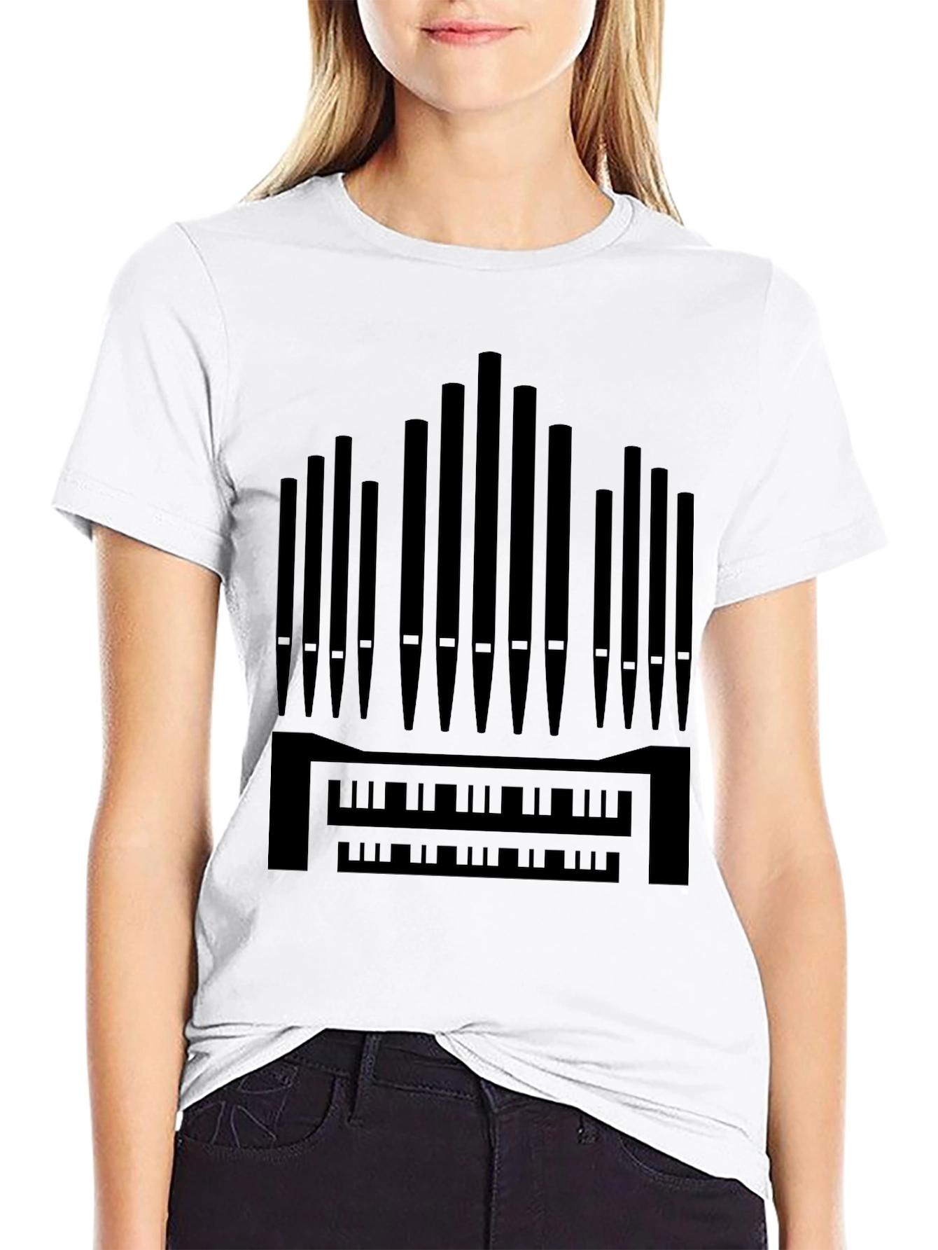 Black Organ T-Shirt - Black Musical Instrument Tee view 9