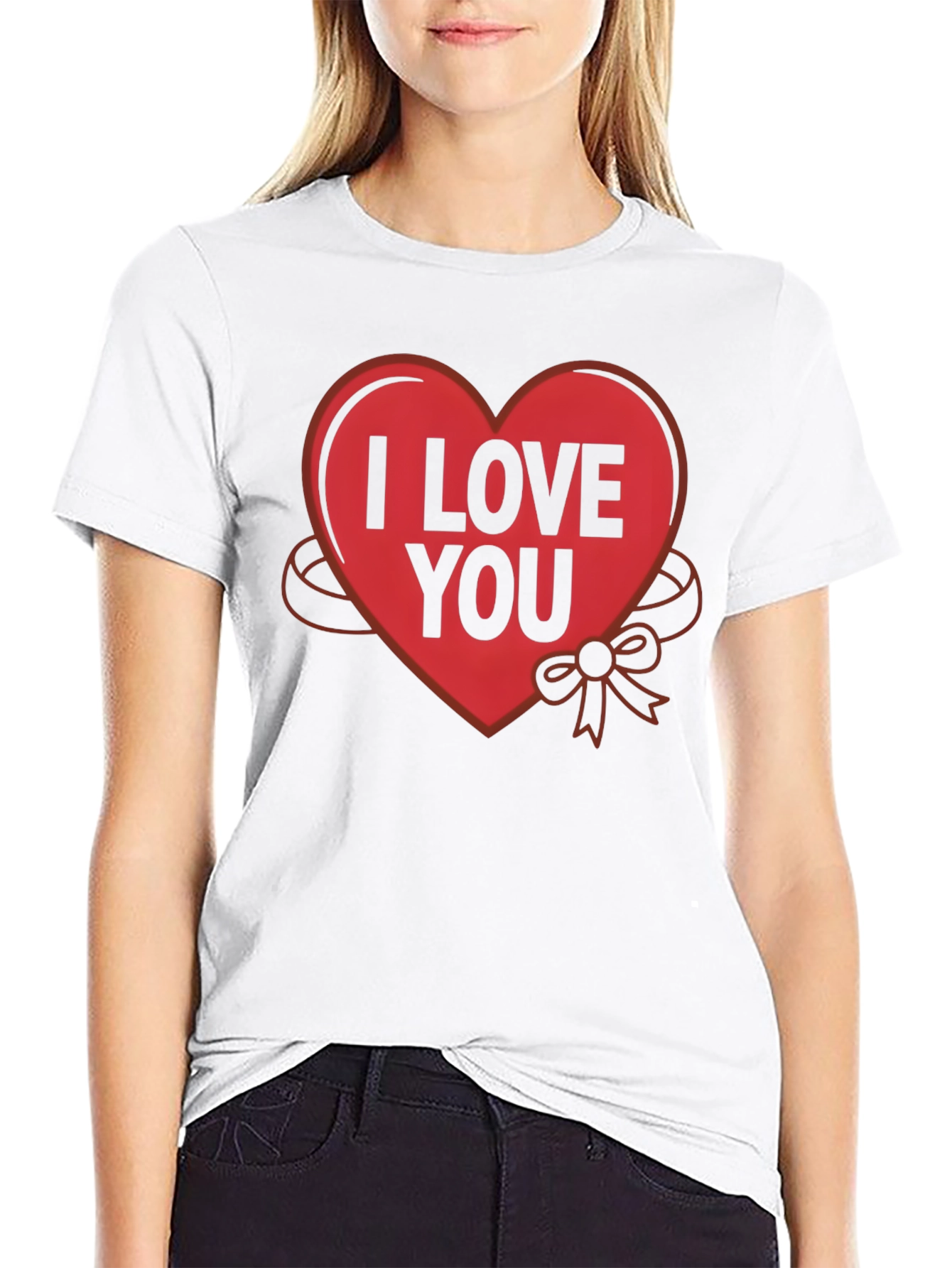 Black I Love You Heart Graphic T-Shirt view 9